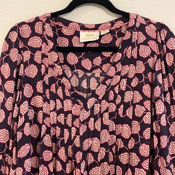 Anthropologie Maeve Women Tunic Top Small Cathy Purple Floral Cottagecore Boho - Picture 7 of 17